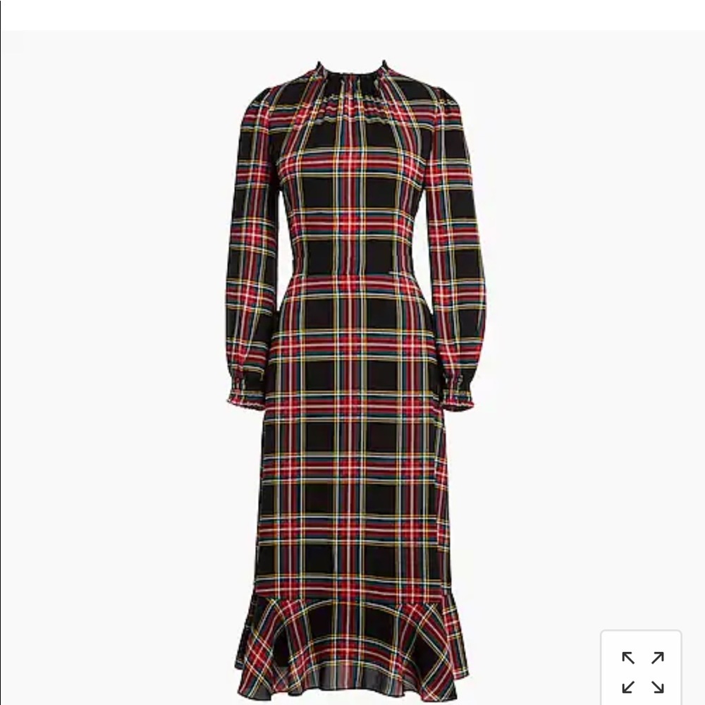 NWT J Crew Ruffleneck Plaid Peasant Dress 0